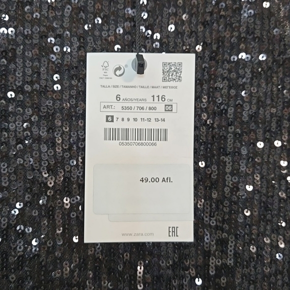 Zara Kids Black Sequin Tank, Size 6 ~ NWT - Picture 4 of 7